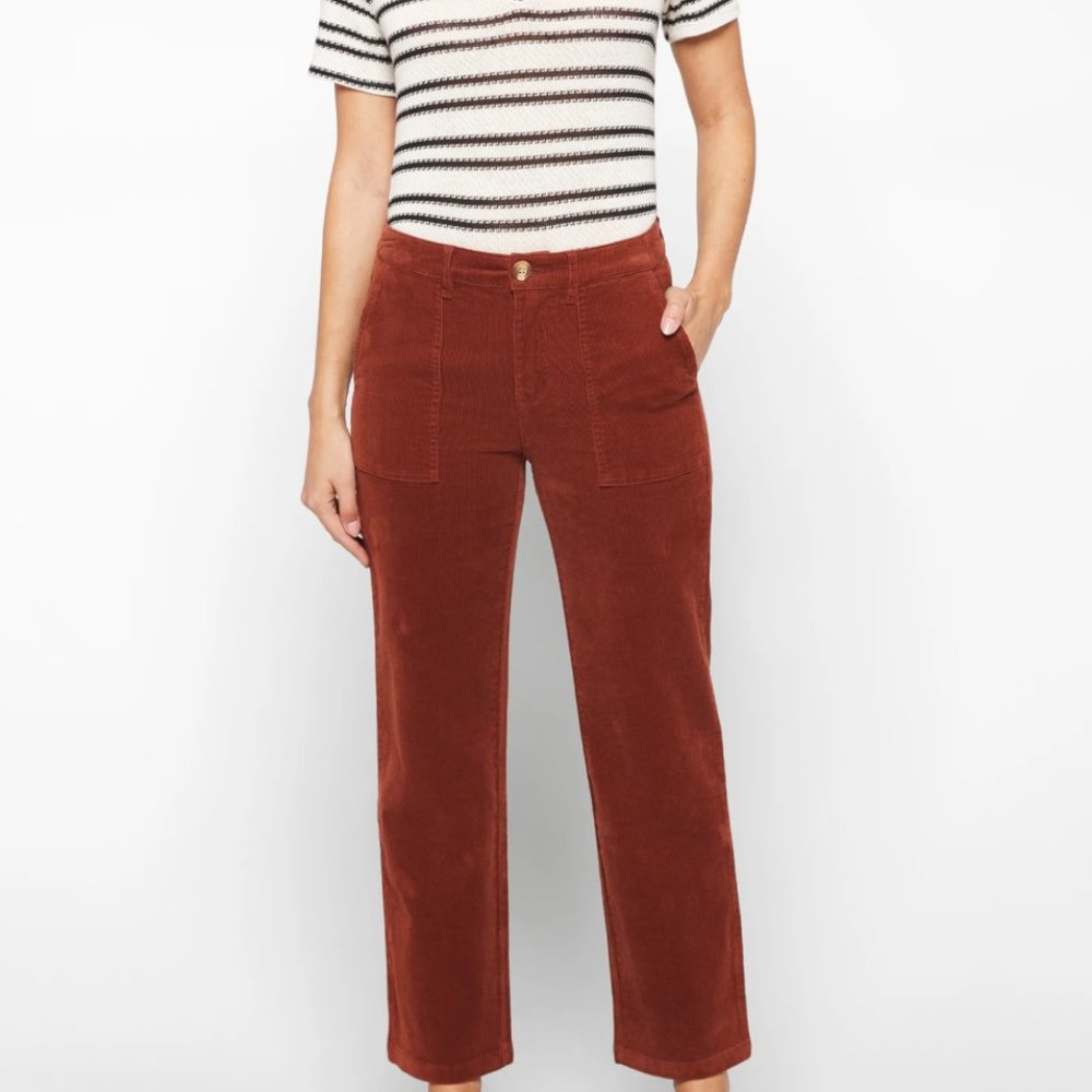 High Rise Corduroy Ankle Pant